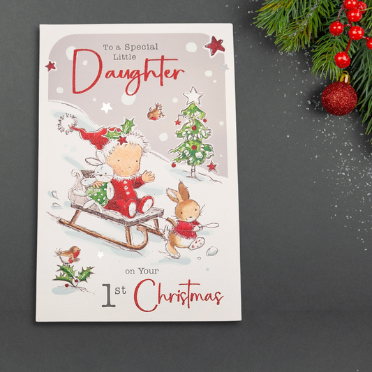 Daughter 1st Christmas Card - Poppets
