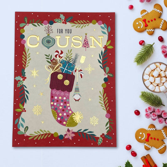 Cousin Christmas Card - Stocking