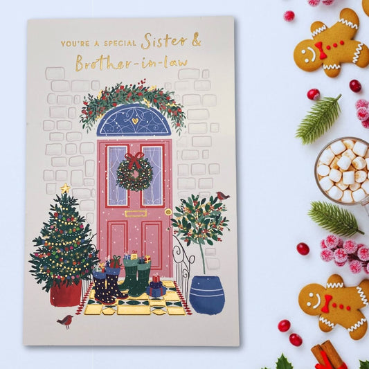 Sister & Brother-In-Law Christmas Card - Boots At The Door