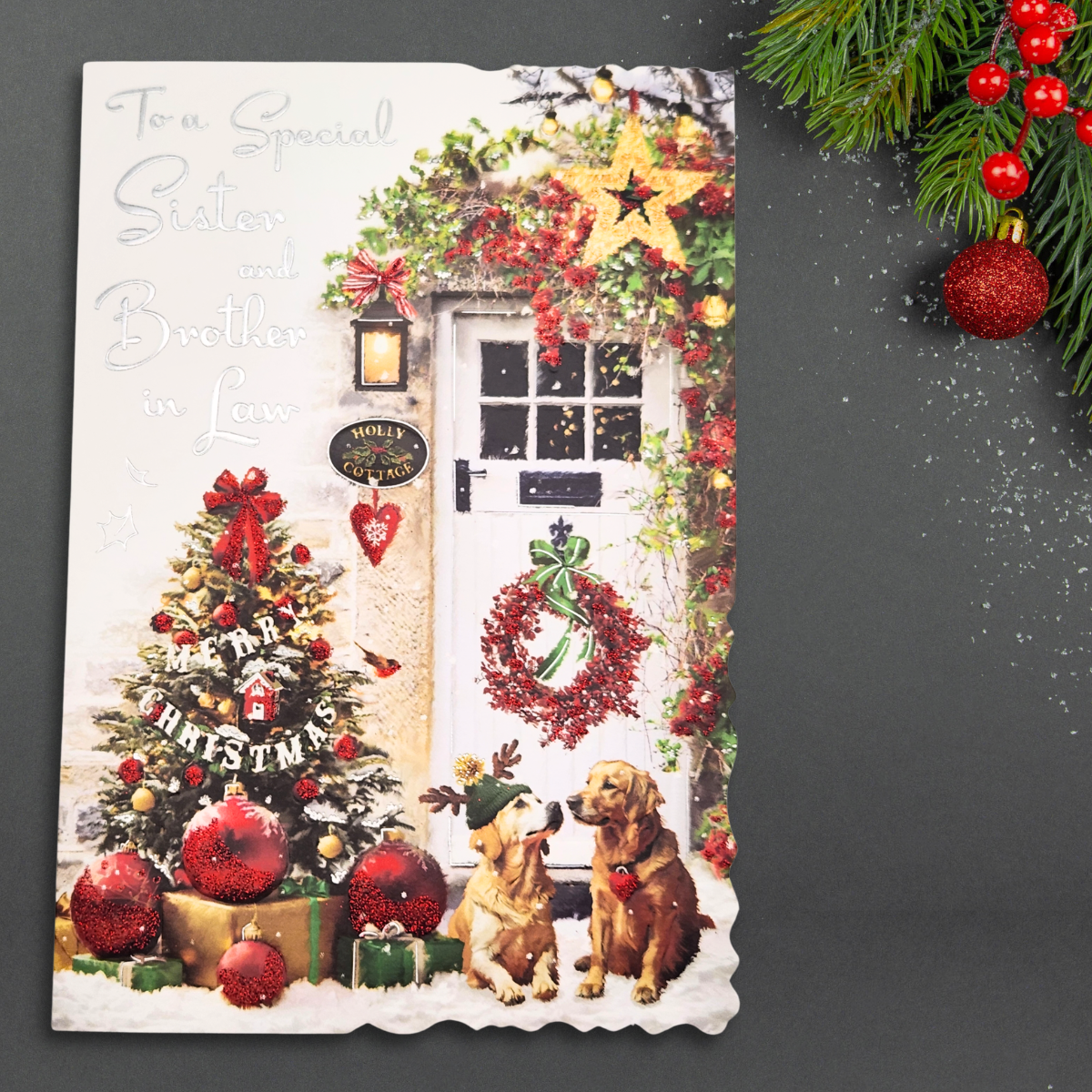 Sister & Brother-In-Law Christmas Card - Velvet Holly Cottage