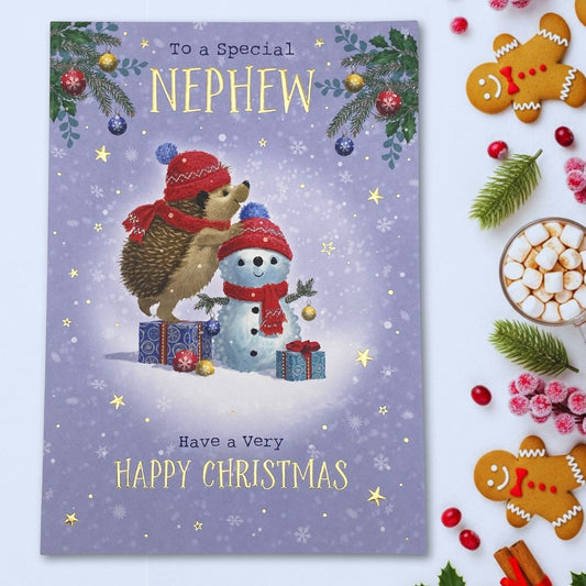 Nephew Christmas Card - Hartley Hedgehog