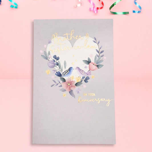 Brother & Sister-In-Law Wedding Anniversary Card - Love Birds