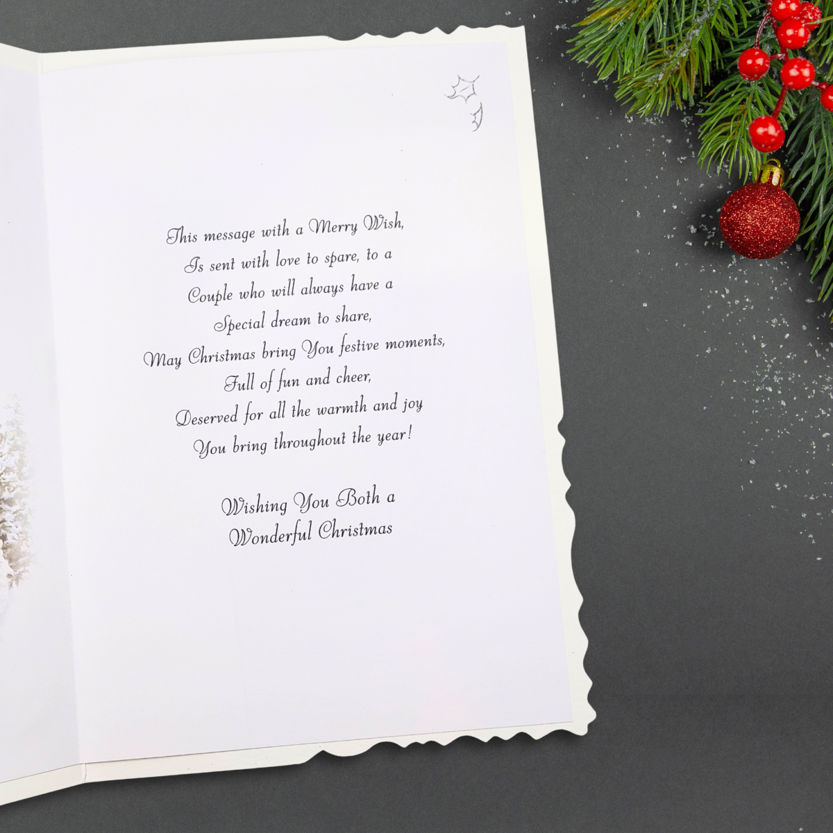 Grandson & Fiancée Christmas Card - Velvet Snow Embrace