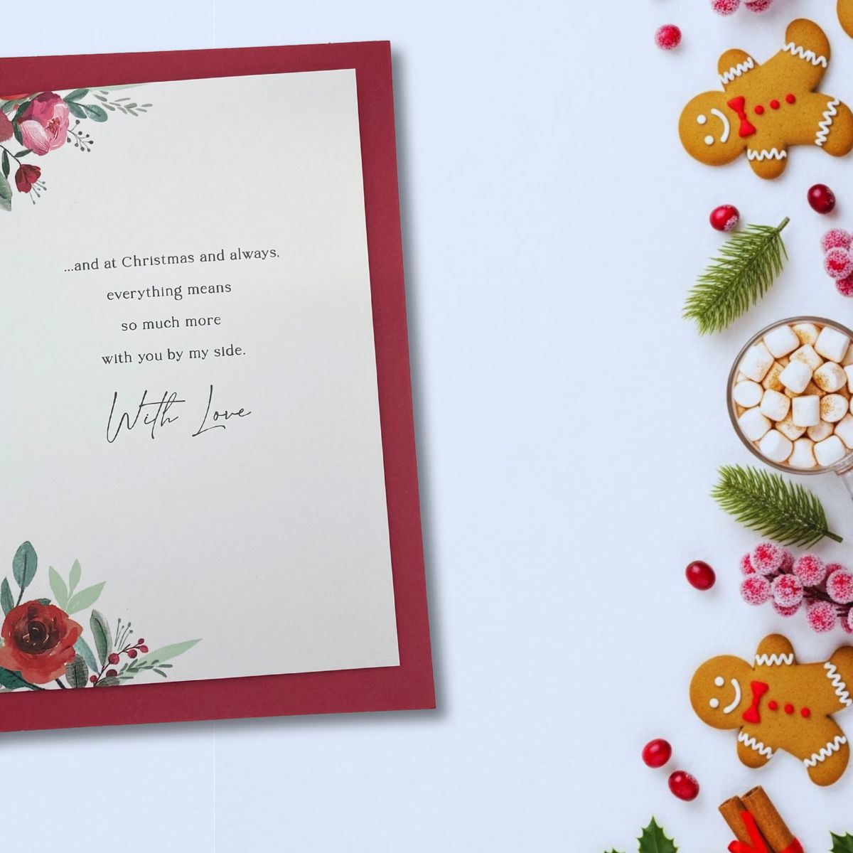 Wife Christmas Card - Floral Border