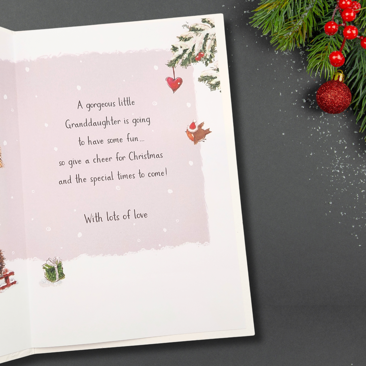 Granddaughter Christmas Card - Woodi Bear