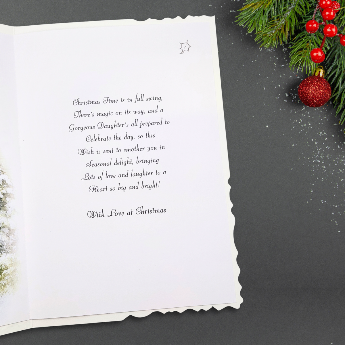 Daughter Christmas Card - Velvet Stable & Snowman