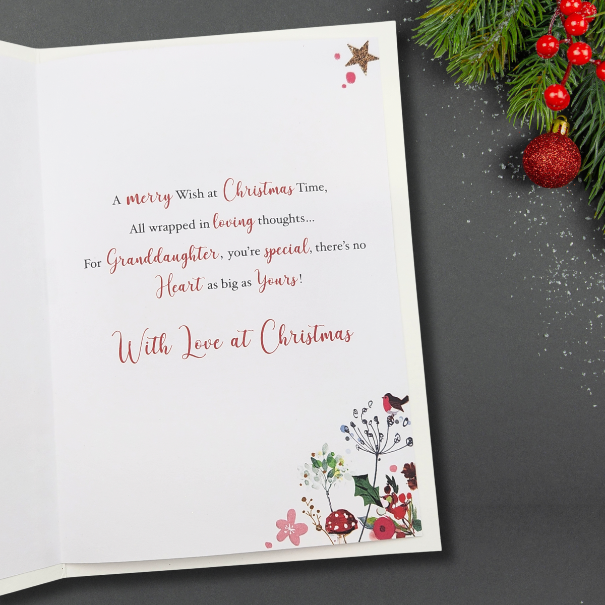 Granddaughter Christmas Card - Fairy Decoration