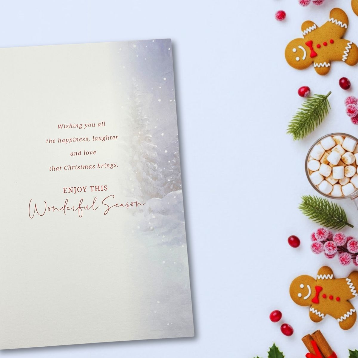 Open Christmas Card - Watermark Santa & Reindeer