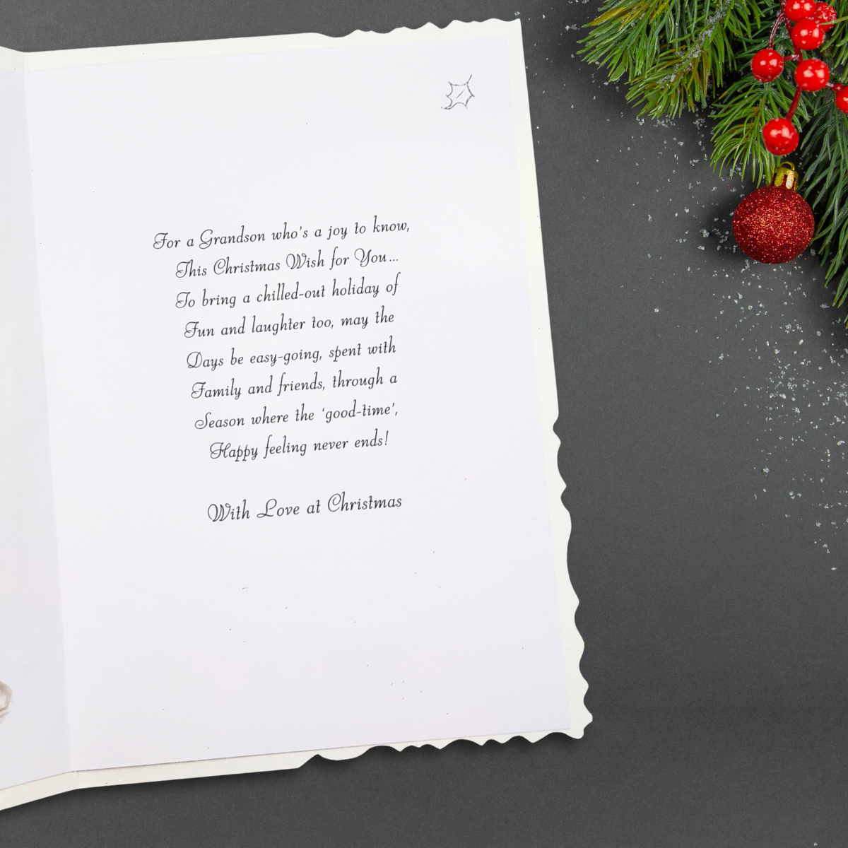 Grandson Christmas Card - Velvet Beer & Nibbles