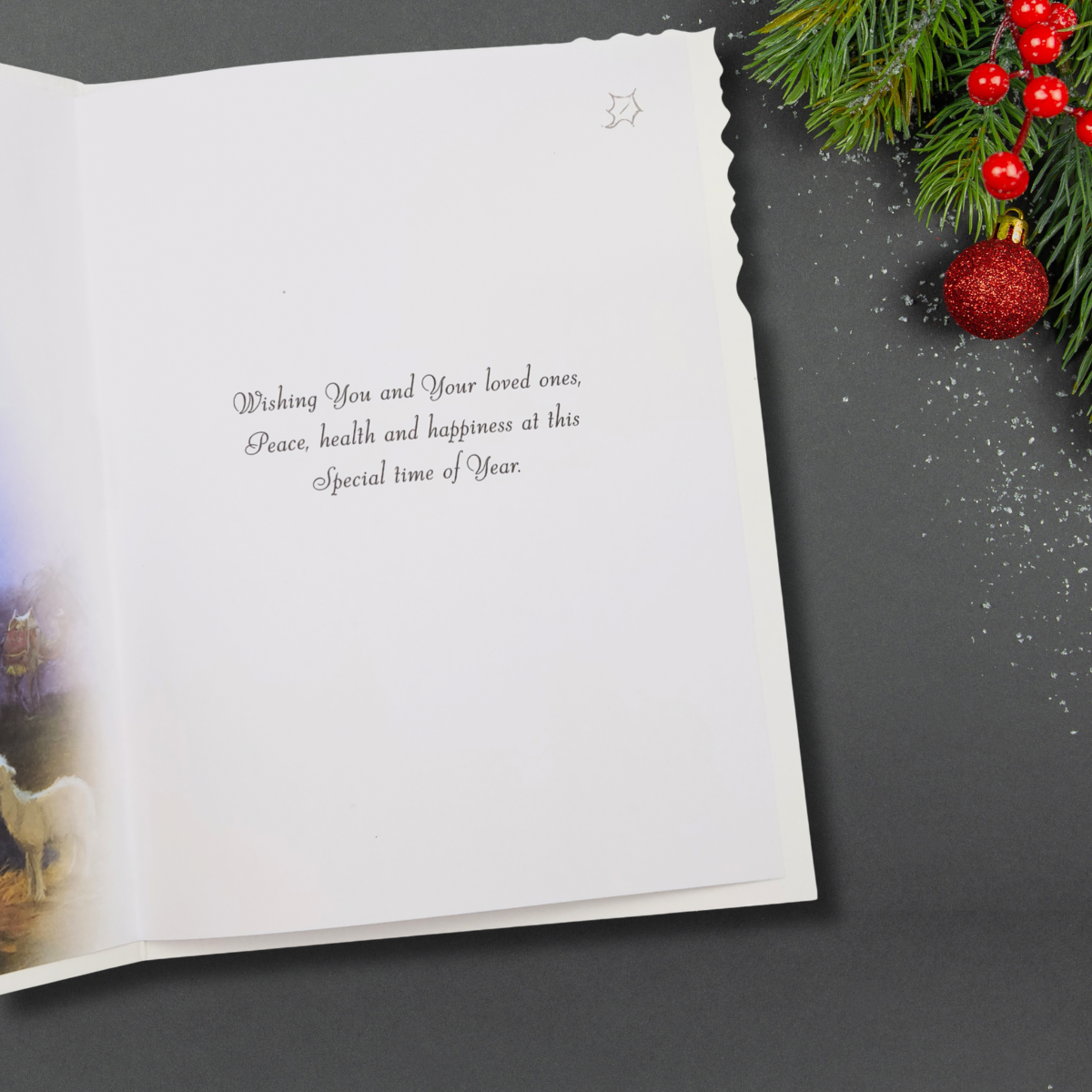 Open Christmas Card - Velvet Nativity Scene