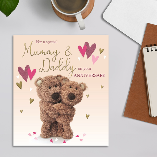 Mummy & Daddy Anniversary Card - Barley Bear