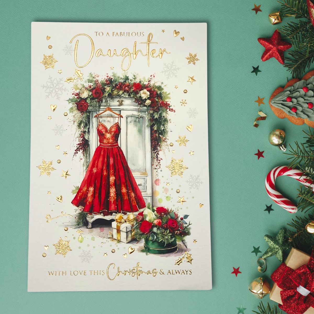 Daughter Christmas Card - Pretty Red Dress