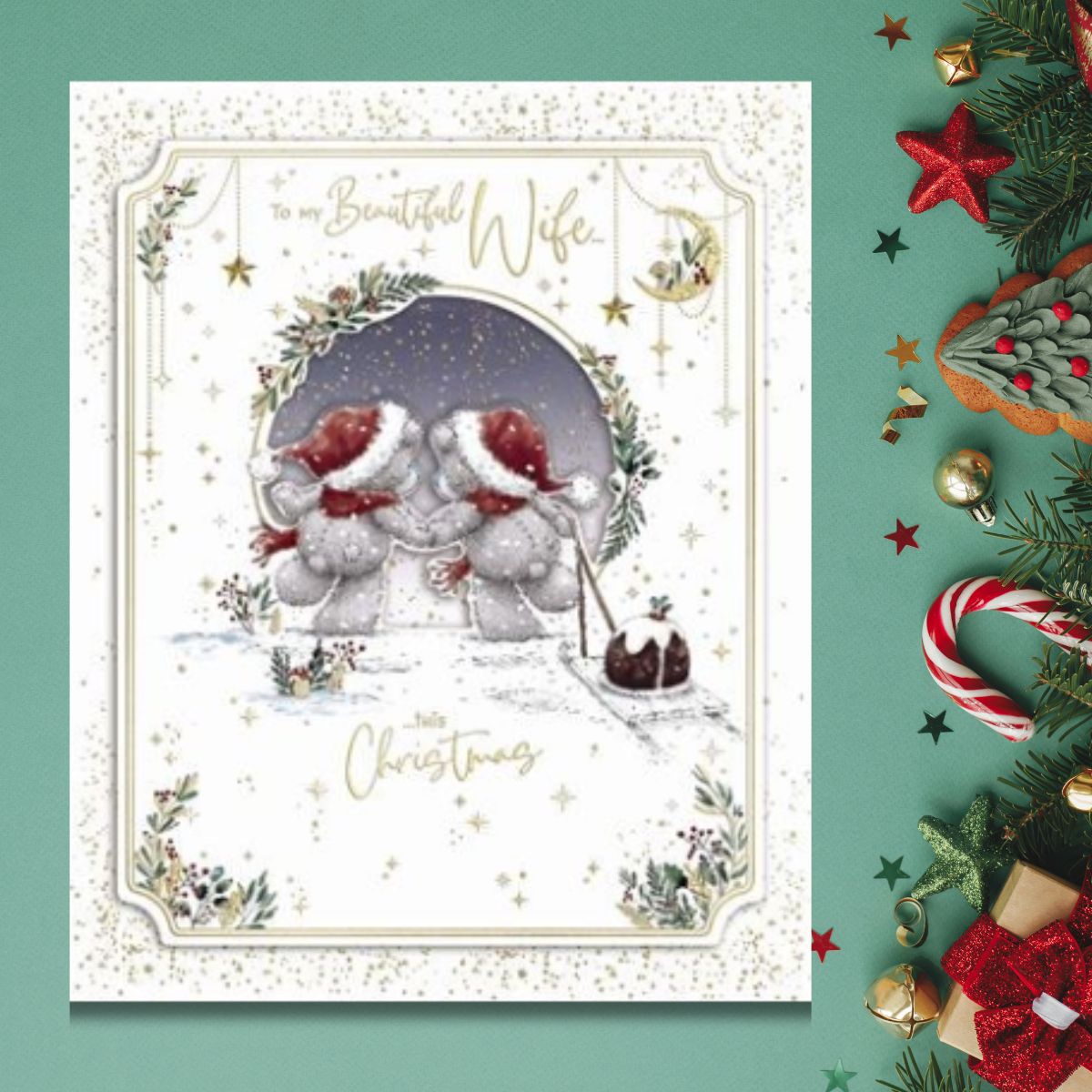 Wife Boxed Christmas Card - Me To You Bears Holding Hands