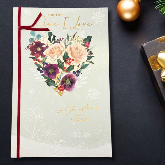 One I Love Large Christmas Card - Die Cut Heart
