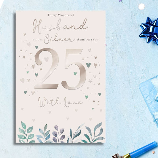 Husband Silver Wedding Anniversary Card - 25 Years With Love