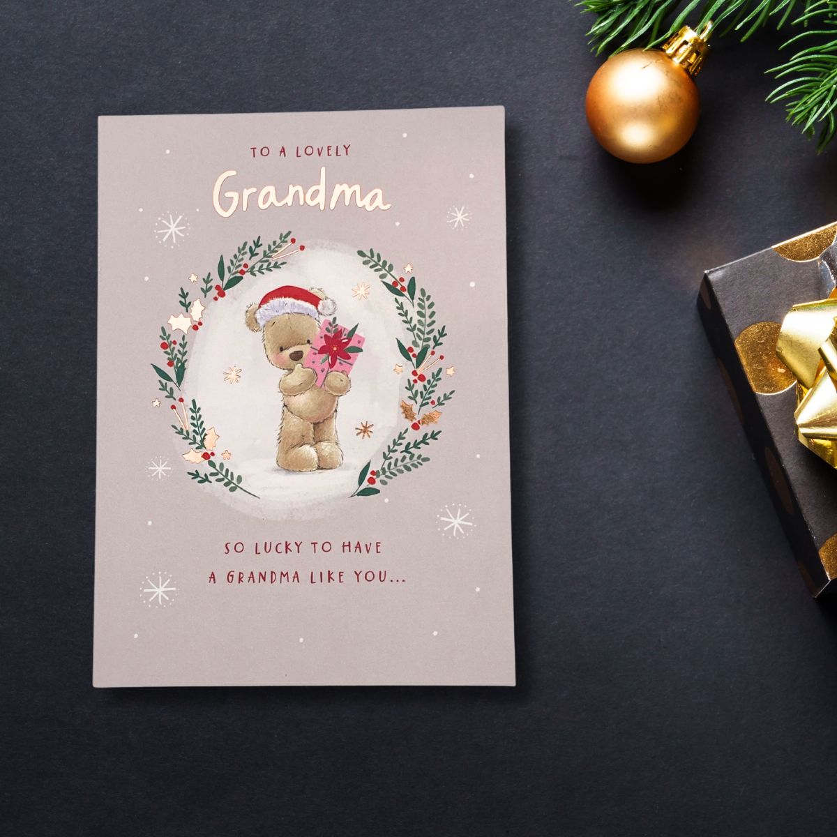 Grandma Christmas Card - Nutmeg & Gift