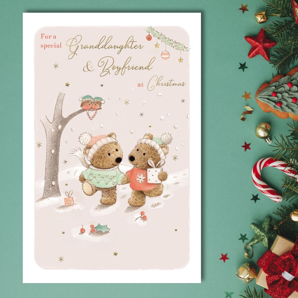 Granddaughter & Boyfriend Christmas Card - Barley Bears