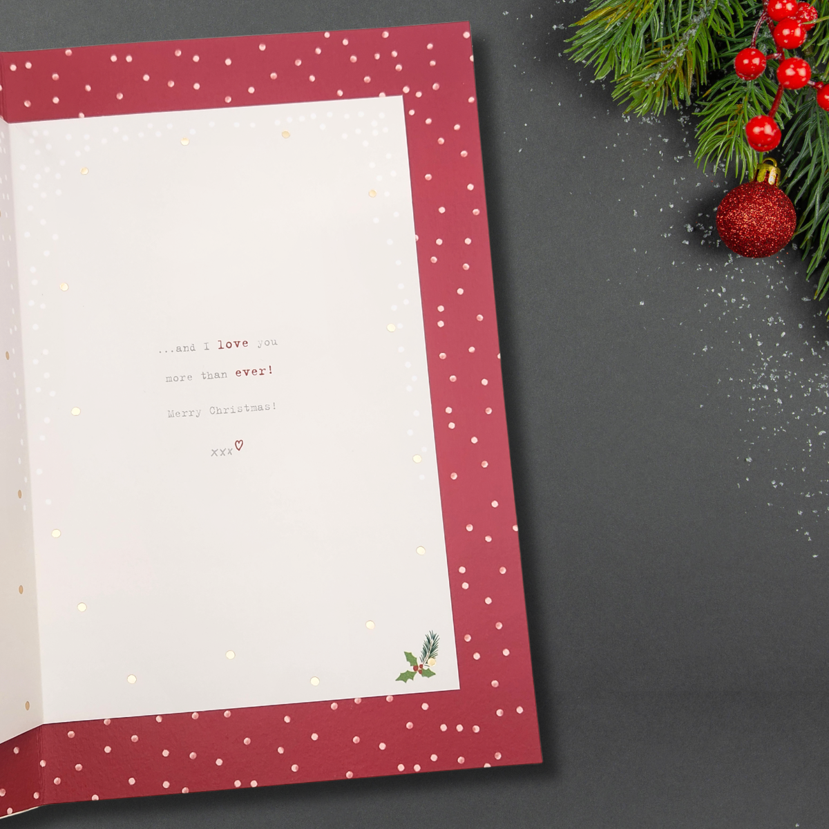 Fiancé Christmas Card - Boofle Raffia Bow