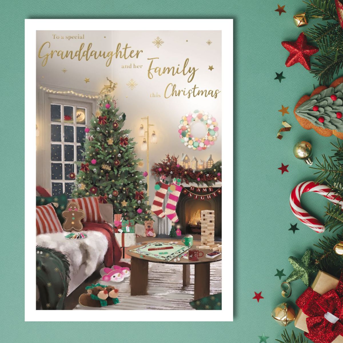 Granddaughter & Family Christmas Card - Essence Fireside