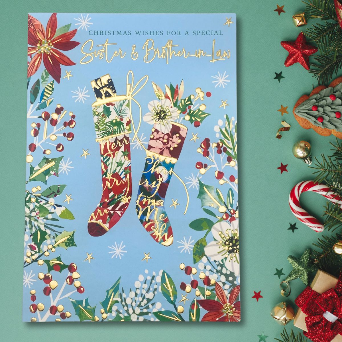 Sister & Brother-In-Law Christmas Card - Decorated Stockings