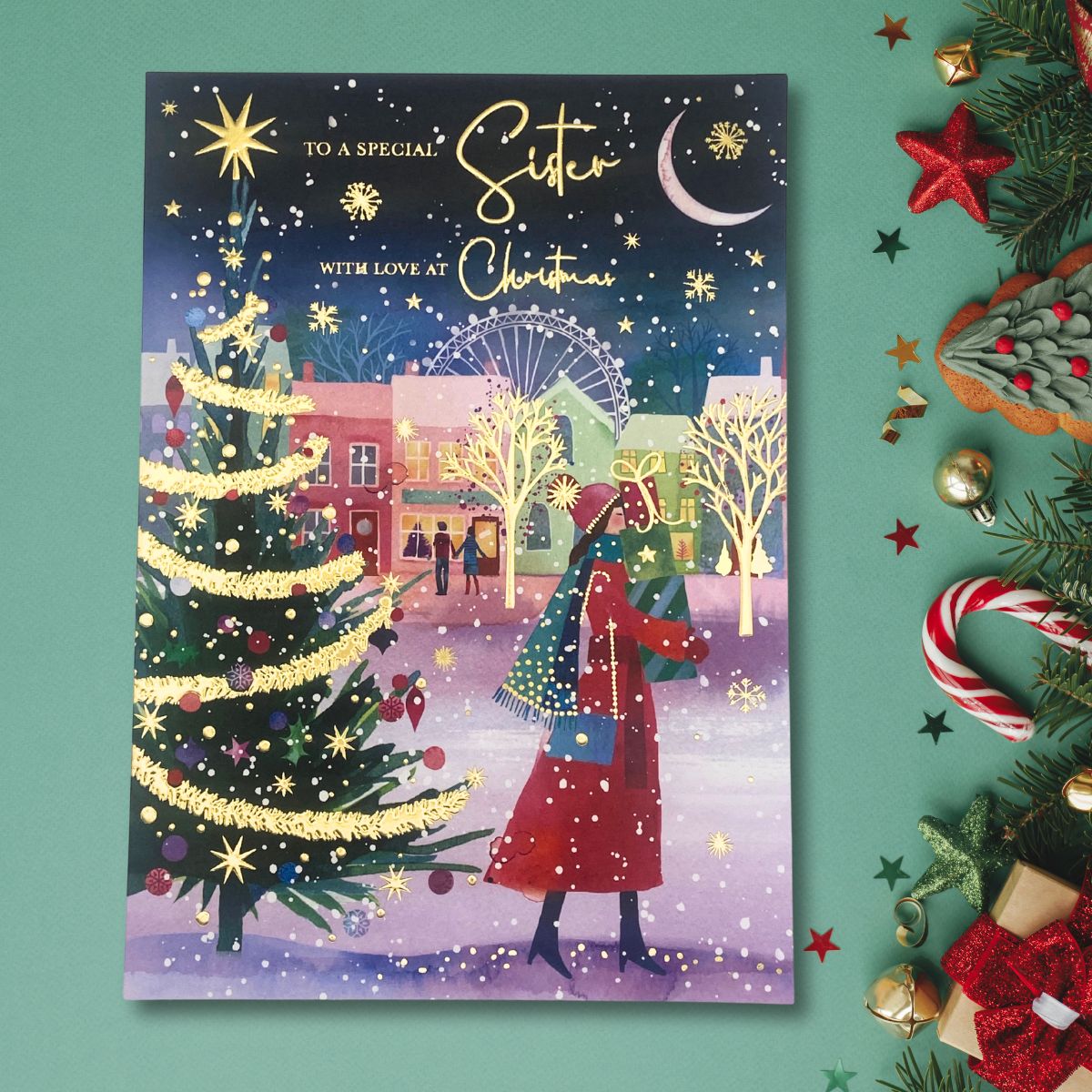 Sister Christmas Card - Ferris Wheel