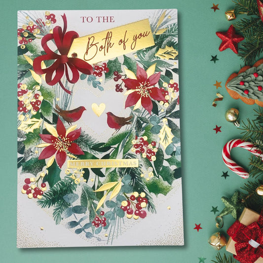 Both Of You Christmas Card - Floral Wreath