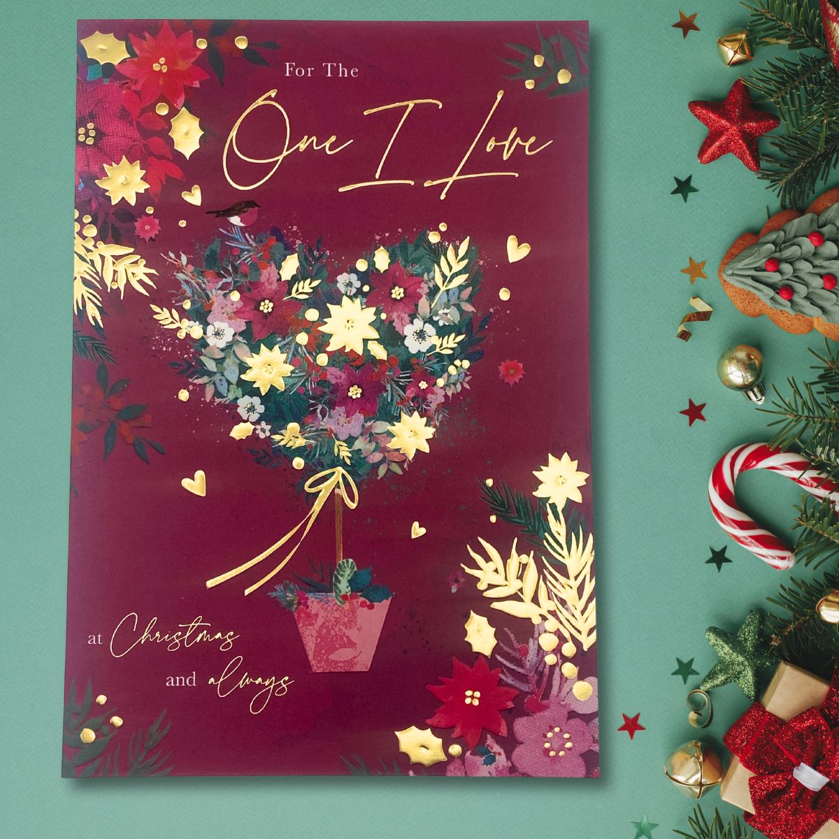 One I Love Christmas Card - Heart Shaped Tree