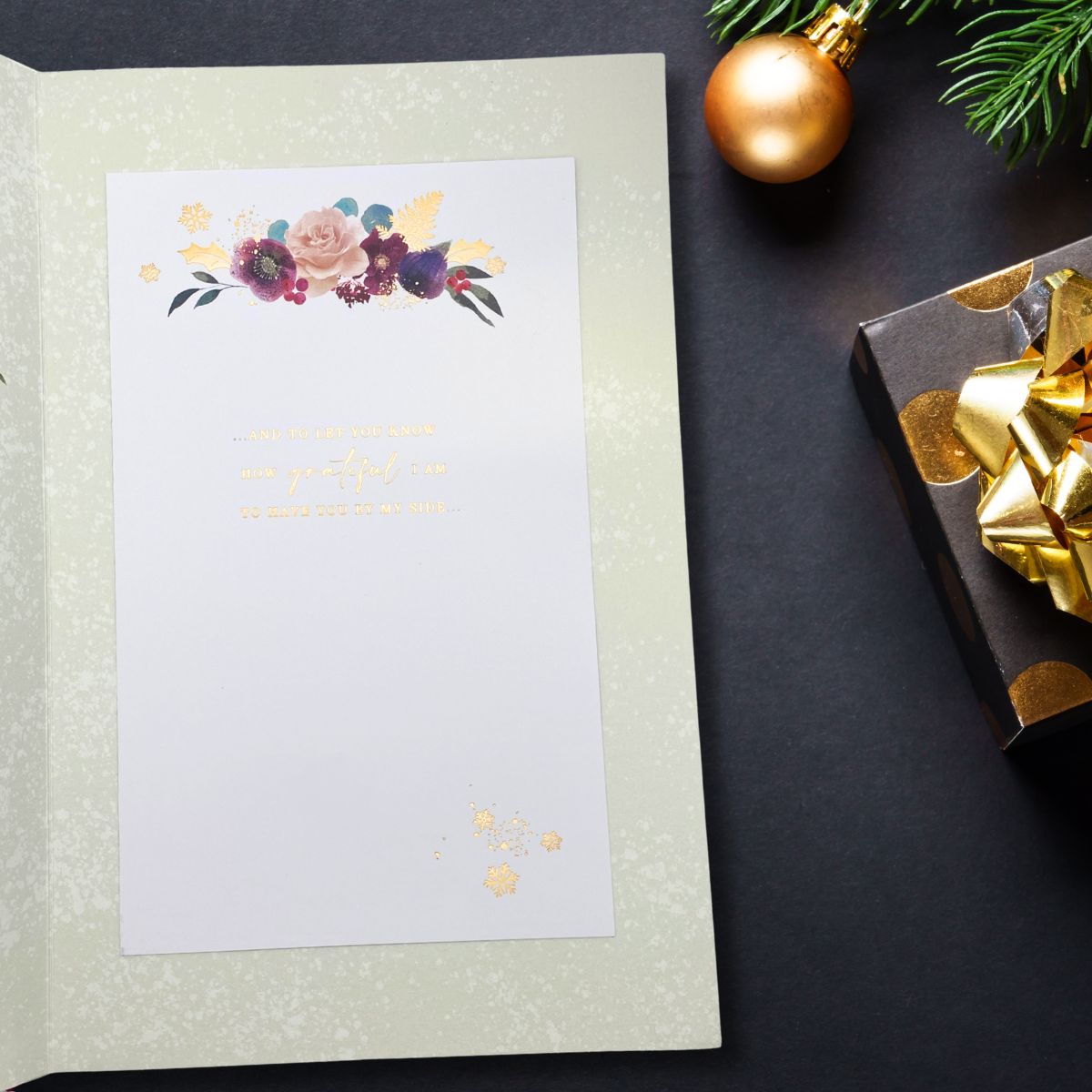 Wife Large Christmas Card - Die Cut Wreath