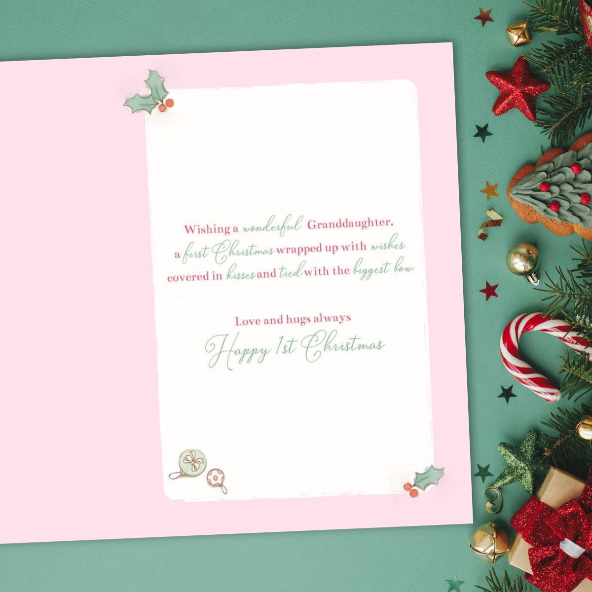 Granddaughter 1st Christmas Card - Barley Bear