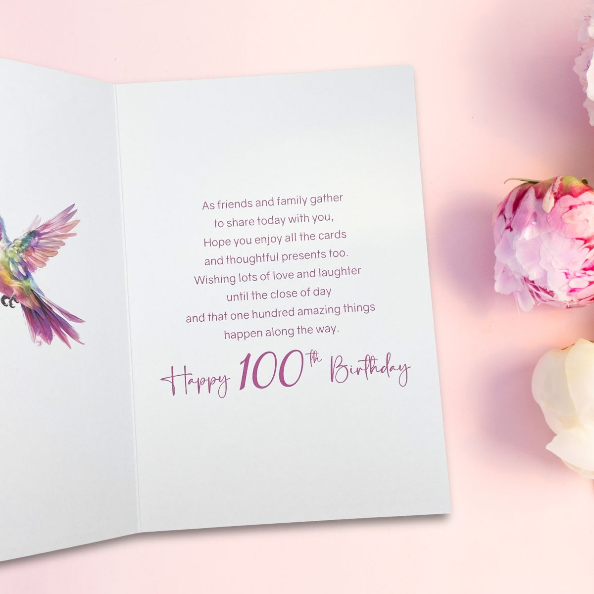 100th Birthday Card - Birthday Bliss Hummingbird