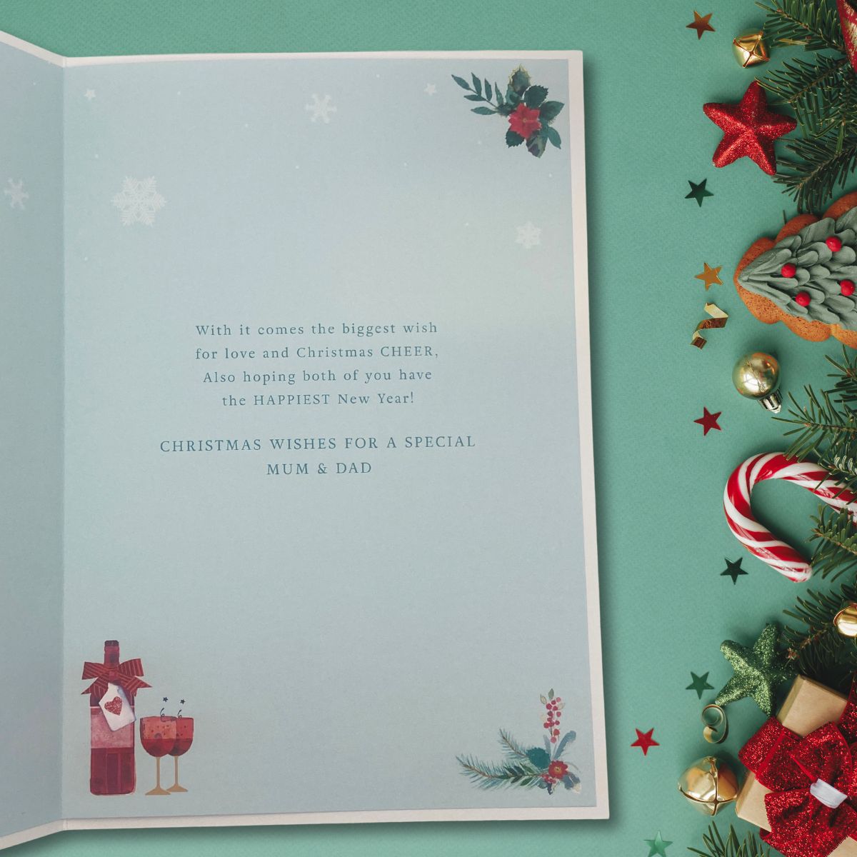 Mum & Dad Christmas Card - Decorated Text