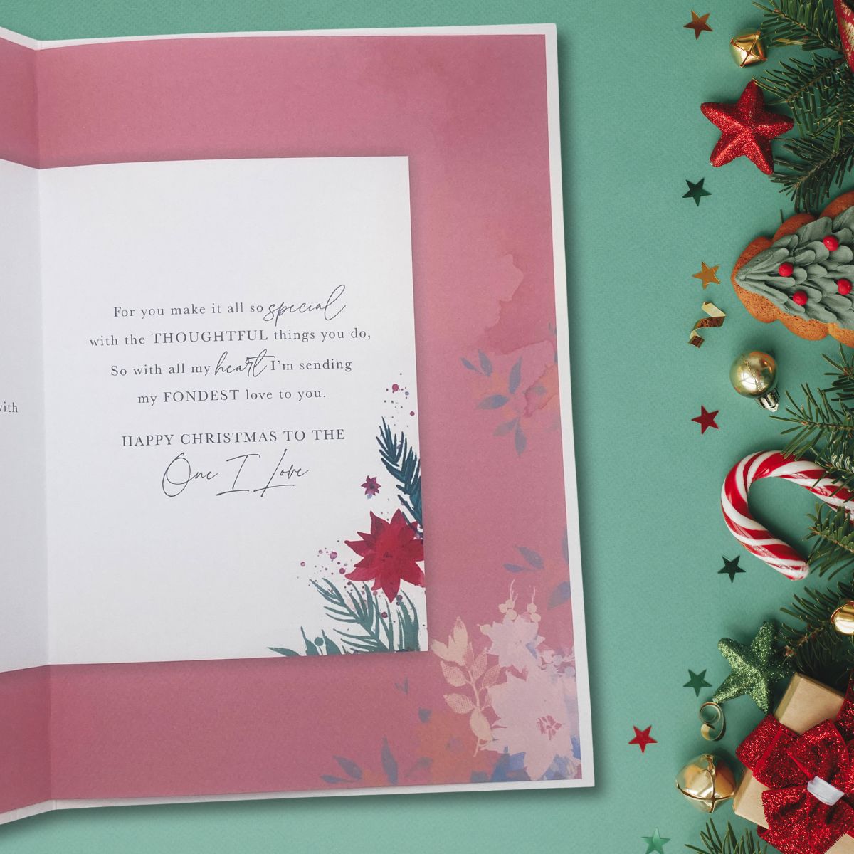 One I Love Christmas Card - Heart Shaped Tree