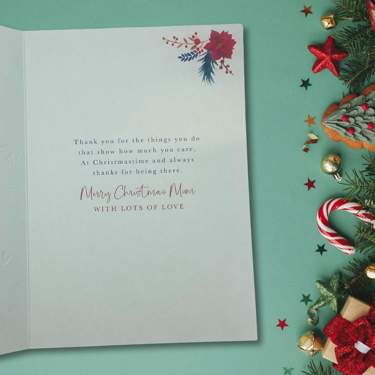 Mum Christmas Card - Penguin Bauble