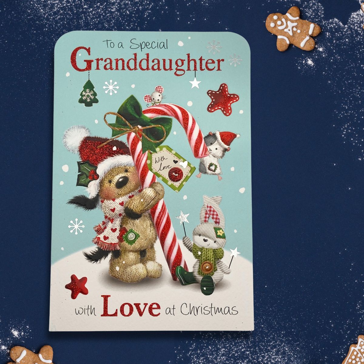 Granddaughter Christmas Card - Fudge & Friends