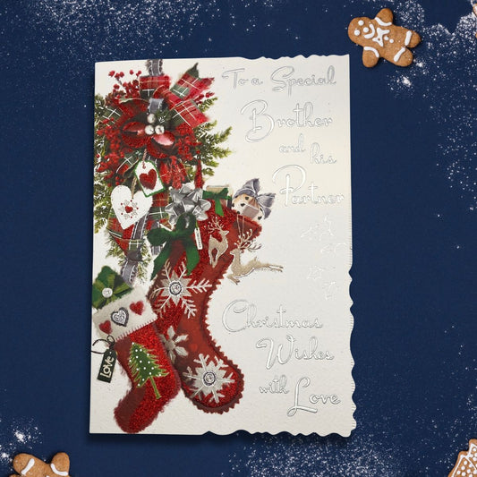 Brother & Partner Christmas Card - Velvet Stockings