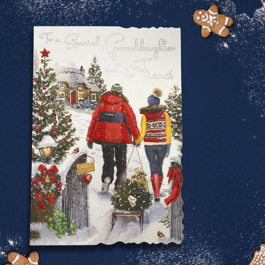 Granddaughter & Fiancé Christmas Card - Velvet Holly Cottage