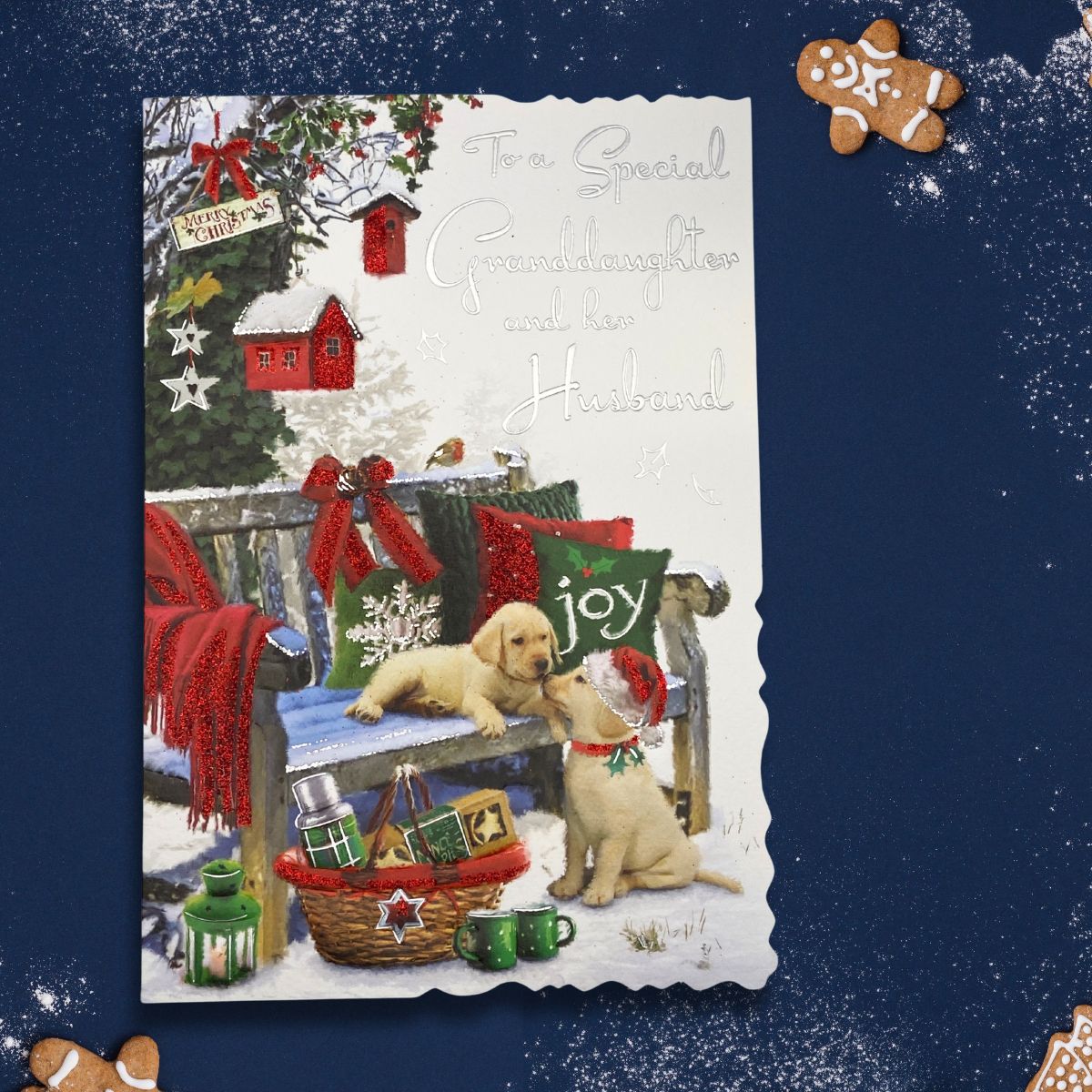 Granddaughter & Husband Christmas Card - Velvet Puppies