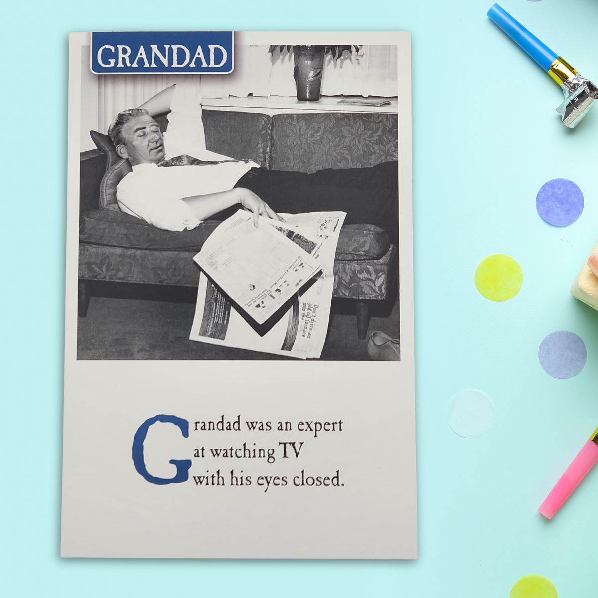 Grandad Father's Day Card - Humour Eyes Closed