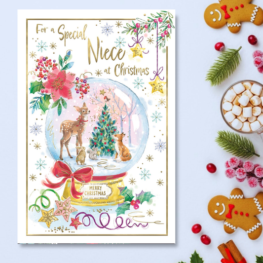 Niece Christmas Card - Awash With Colour Snowglobe