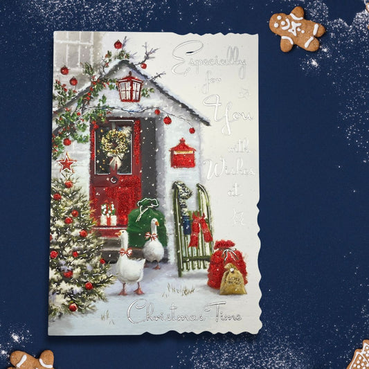 Open Christmas Card - Velvet Geese