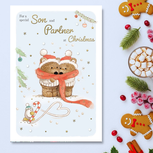 Son & Partner Christmas Card - Barley Bear
