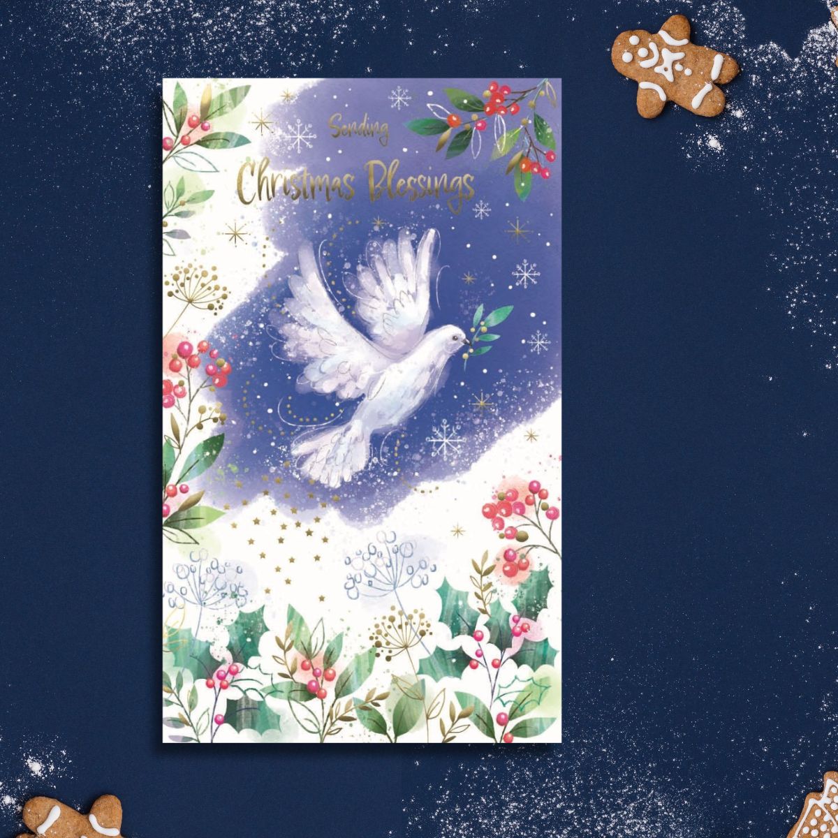Open Christmas Card - Christmas Blessings Dove