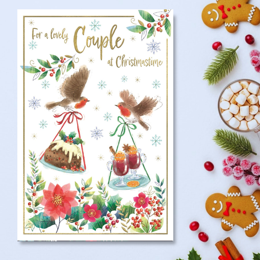 Special Couple Christmas Card - Awash With Colour Robins