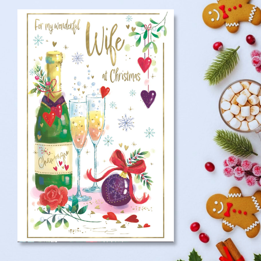 Wife Christmas Card - Awash With Colour Flutes