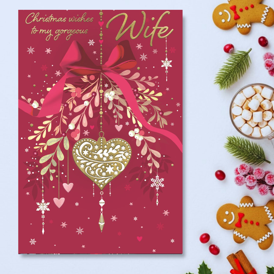 Wife Christmas Card - Joy Heart