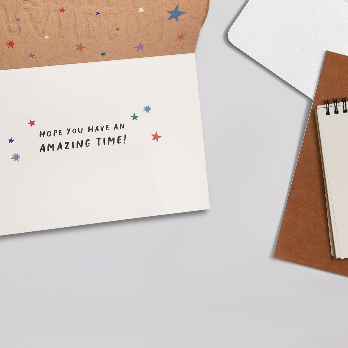 Grandson Birthday Card - Kraft Text & Stars