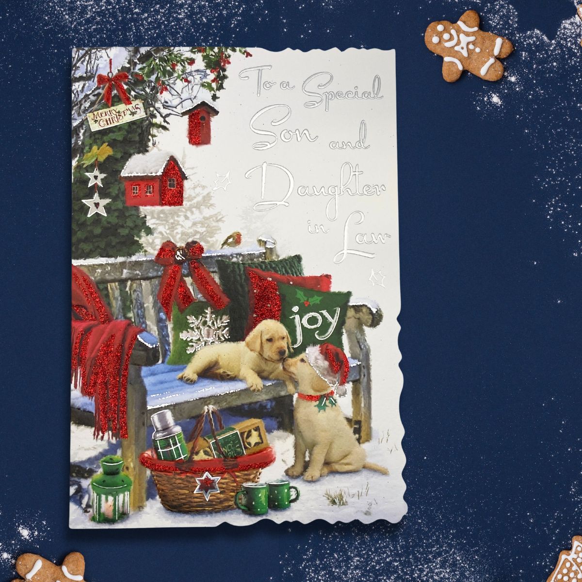 Son & Daughter-In-Law Christmas Card - Velvet Puppies