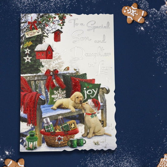 Son & Daughter-In-Law Christmas Card - Velvet Puppies