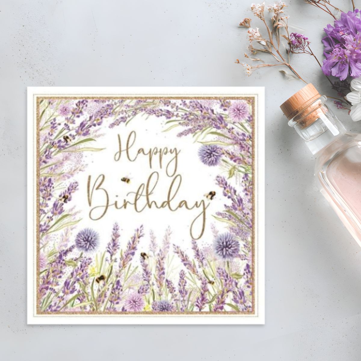 Pizazz Birthday Card - Lavender & Bees