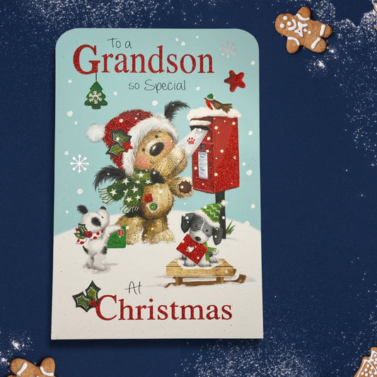 Grandson Christmas Card - Fudge & Friends